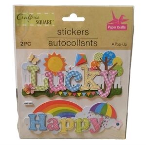 Crafter's Square Dimensional 2PC Paper Happy‎ Themed Stickers Scrapbooking